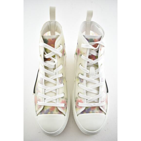 Dior Mens B23 Floral Technical Canvas White High Top Lace Up Flat Sneaker 40 7 - Picture 7 of 11
